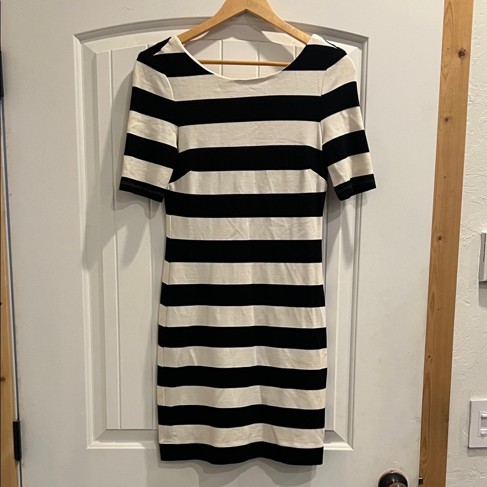 Banana Republic Black and White Striped Mini Dress